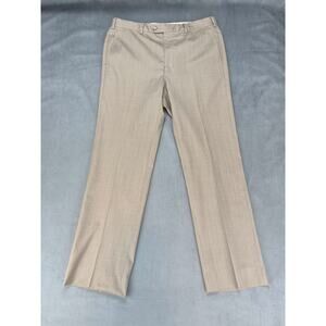 J Hilburn Beige Guabello 100% Wool Dress Pants Trousers Straight Leg 34x29